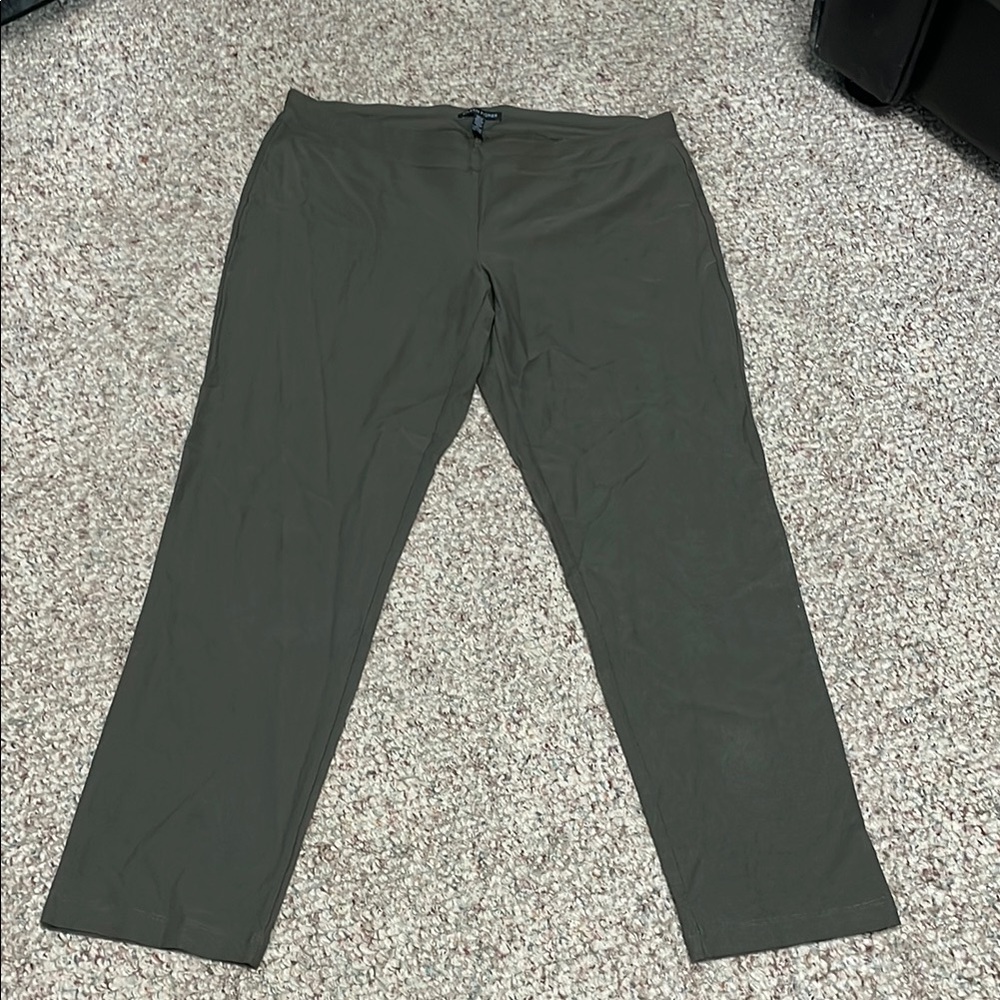 Eileen Fisher Green cropped Straight Leg Cotton Blend pants